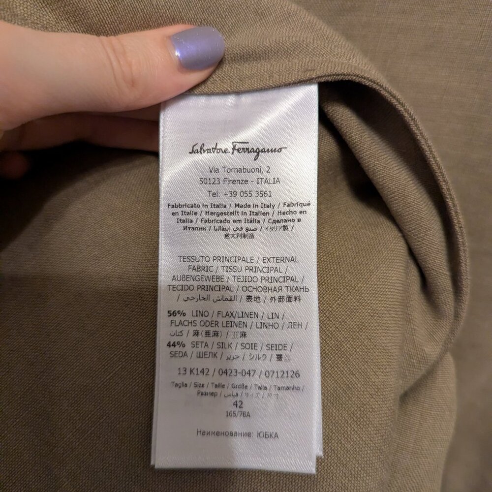 Salvatore Ferragamo Linen & Silk Asymmetric Hem Maxi Skirt - Picture 9 of 9